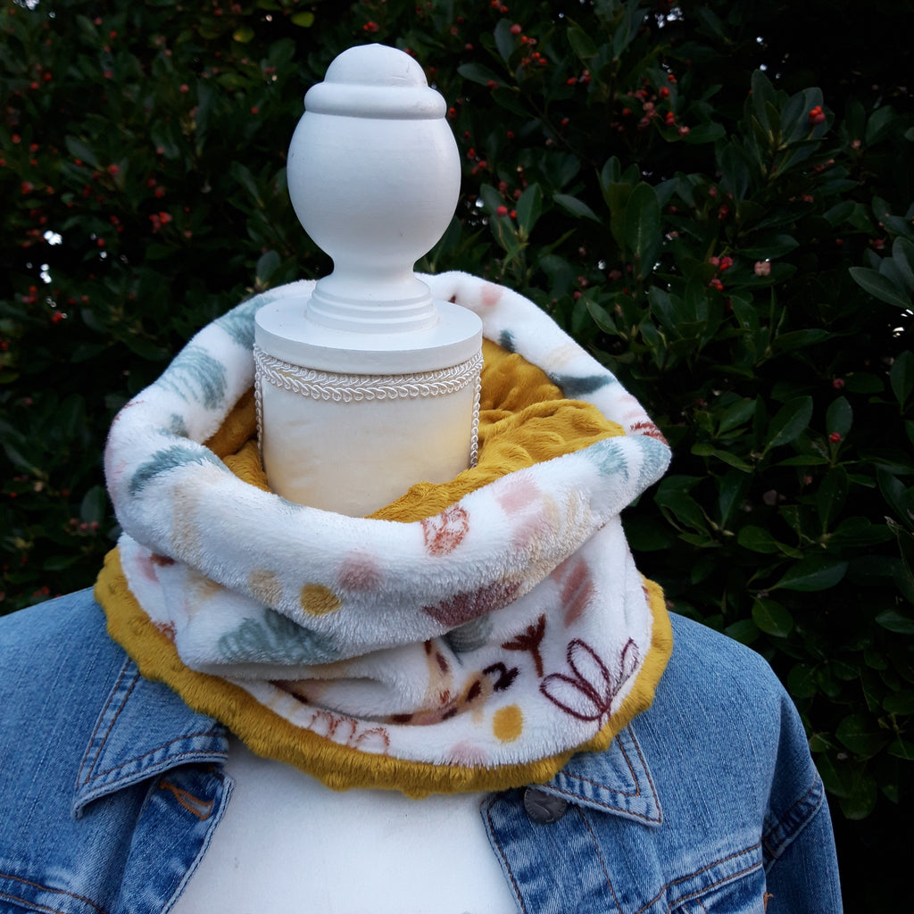 Tour de cou - Snood enfant en polaire girafe et Minky