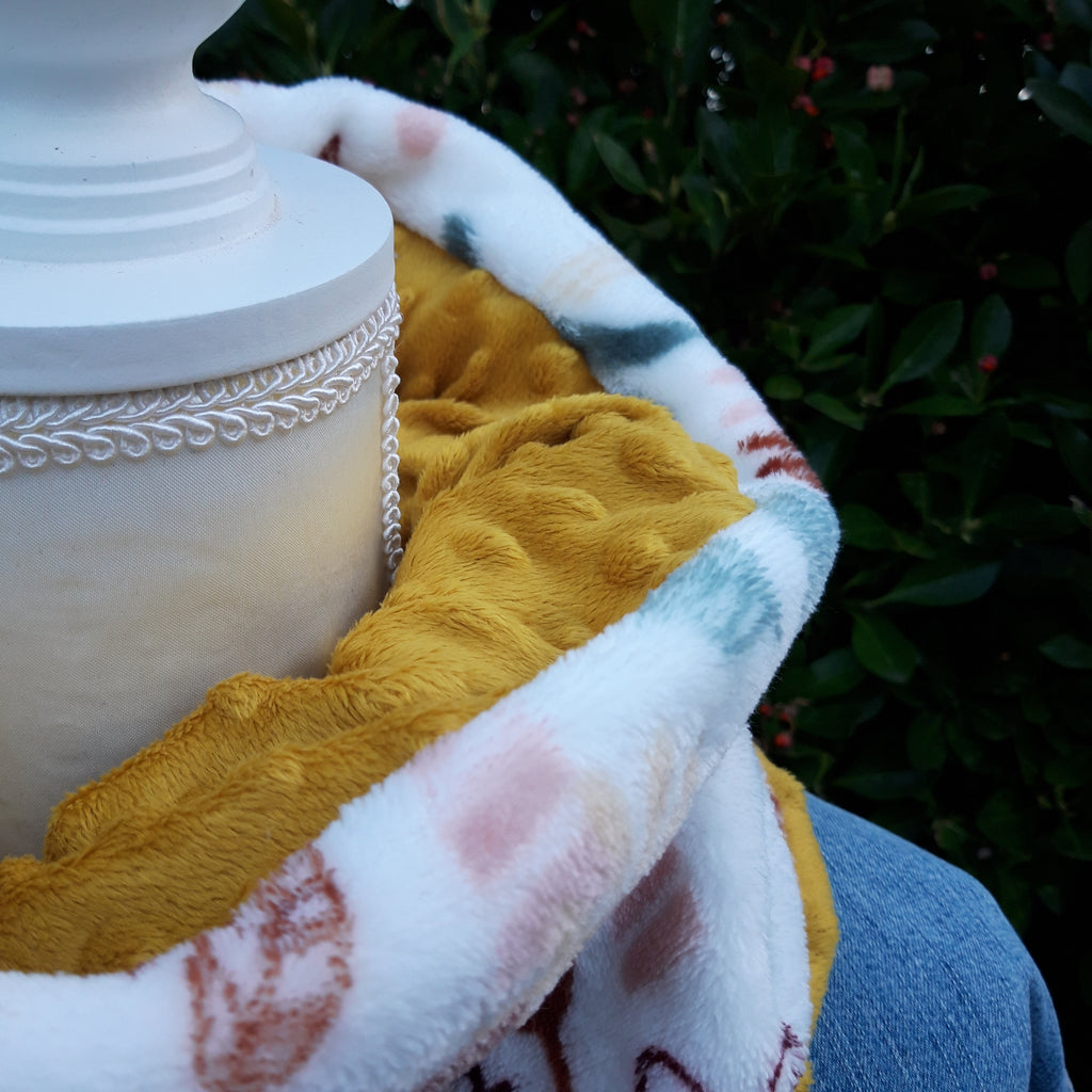 Tour de cou - Snood enfant en polaire girafe et Minky