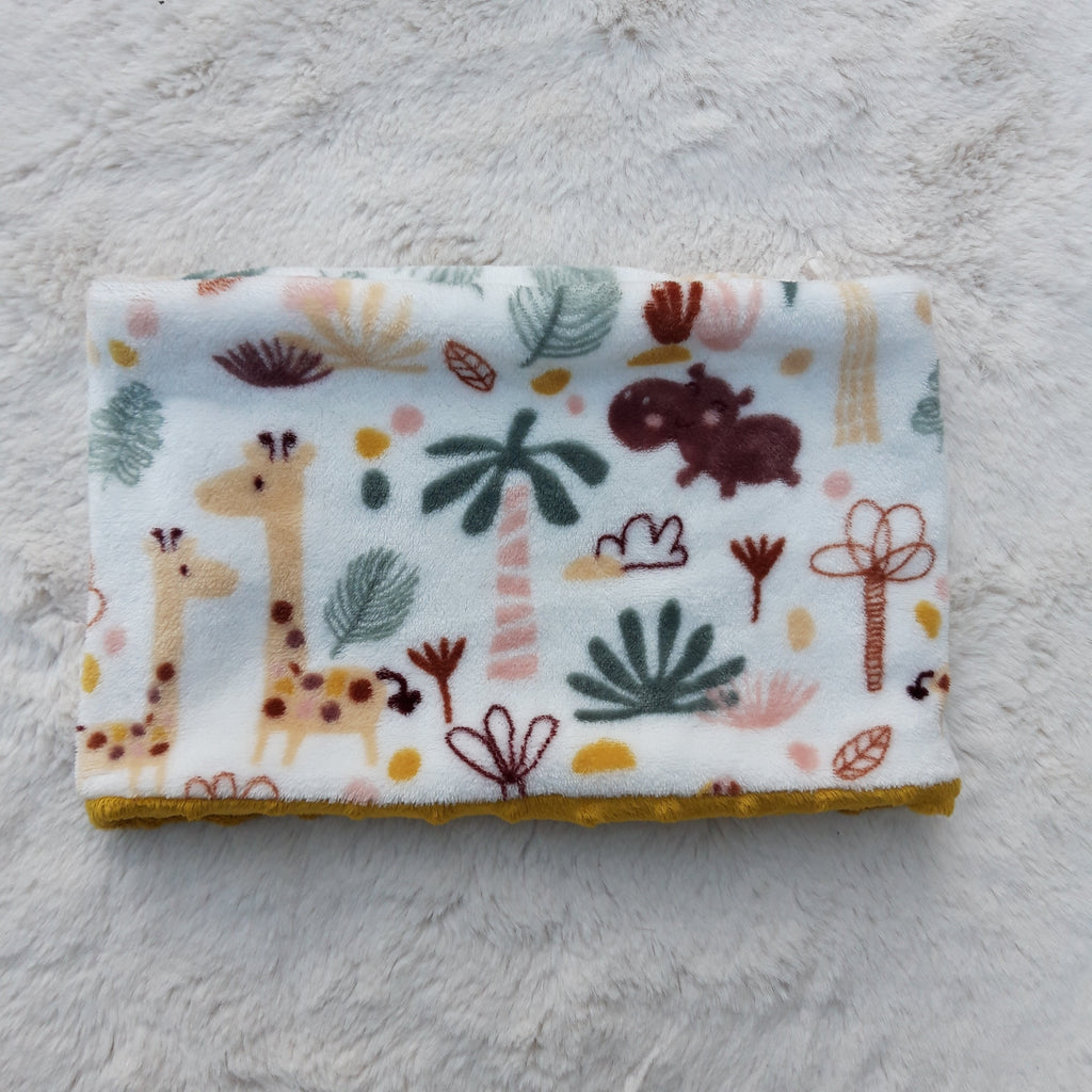 Tour de cou - Snood enfant en polaire girafe et Minky