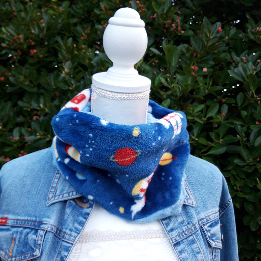 Tour de cou - Snood enfant en polaire astronaute et Minky