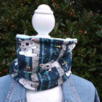 Tour de cou - Snood enfant en polaire bleu et koala en jersey