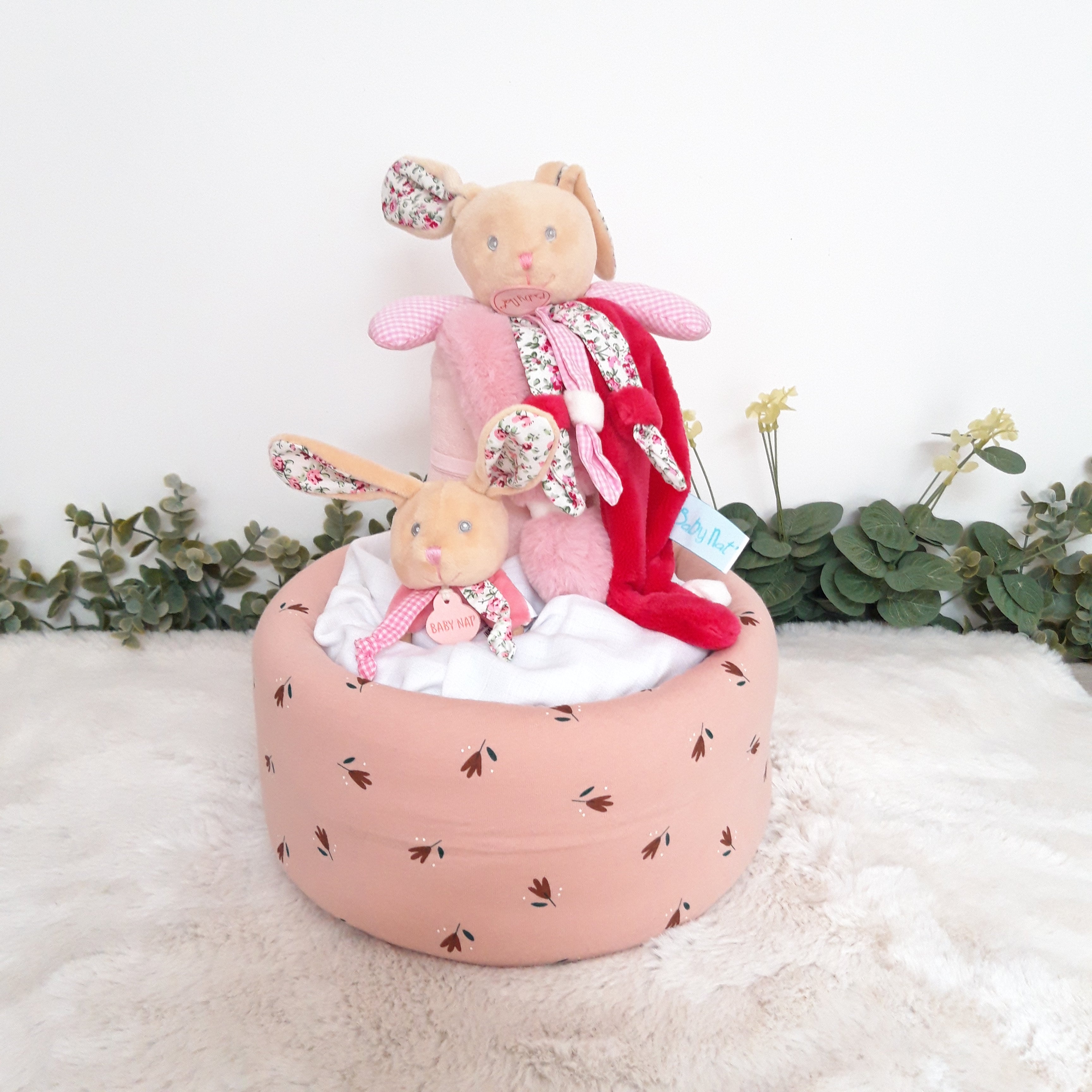 Gâteau de couches - Mon lapin rose Poupi