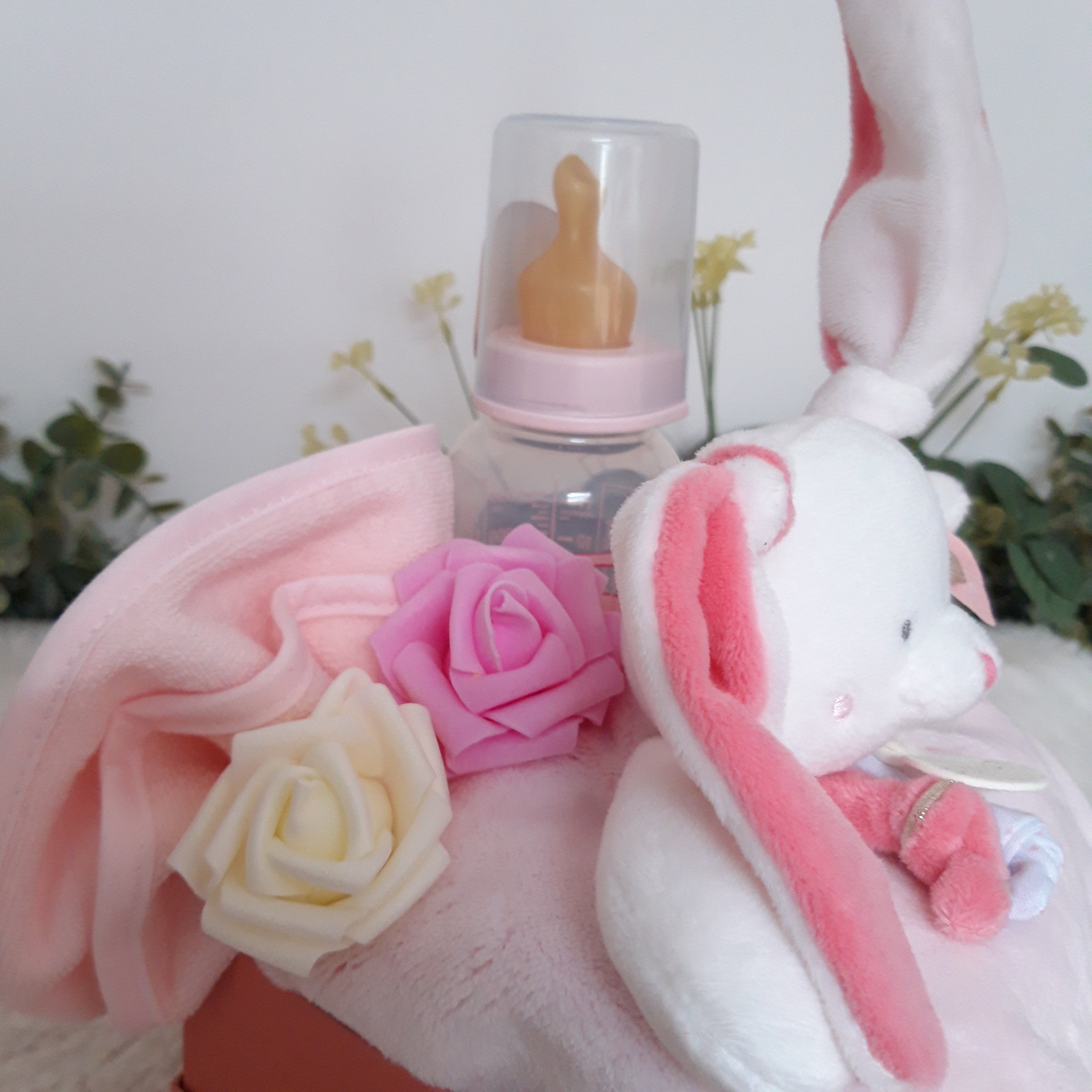 Gâteau de couches - Mini gâteau Lapin blanc et rose