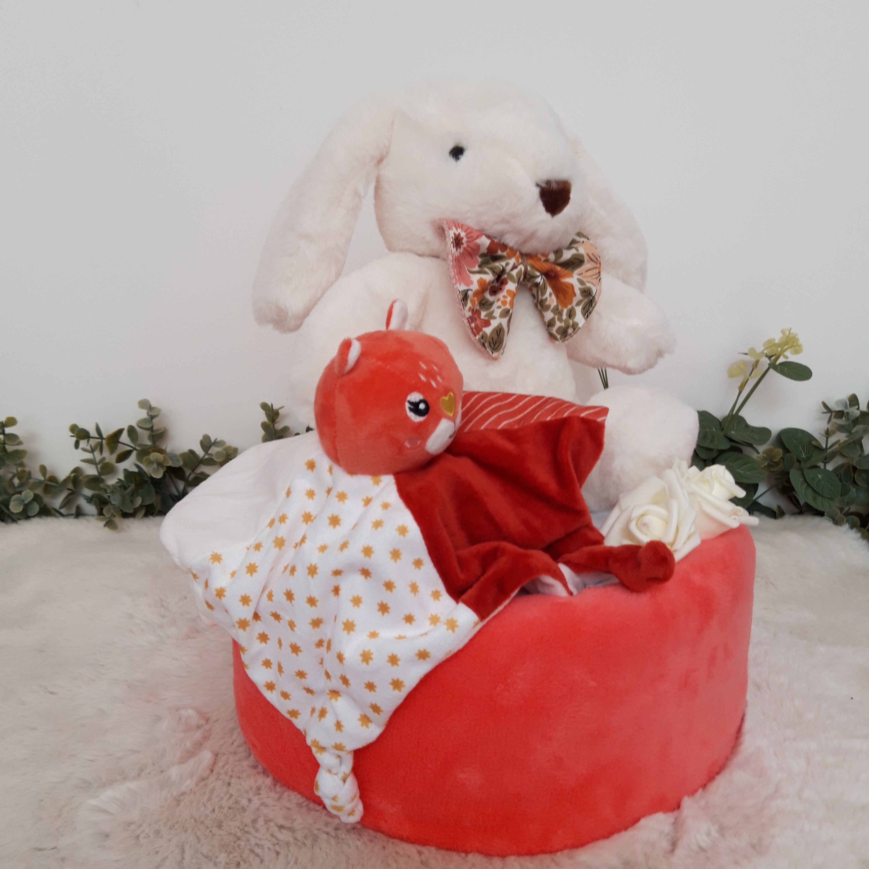 Gâteau de couches - Lapin blanc et écureuil