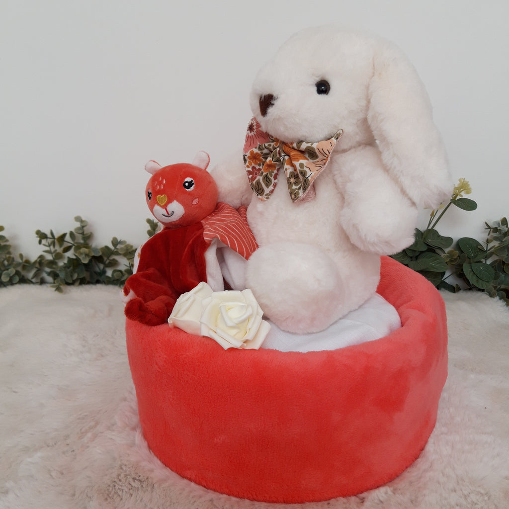Gâteau de couches - Lapin blanc et écureuil