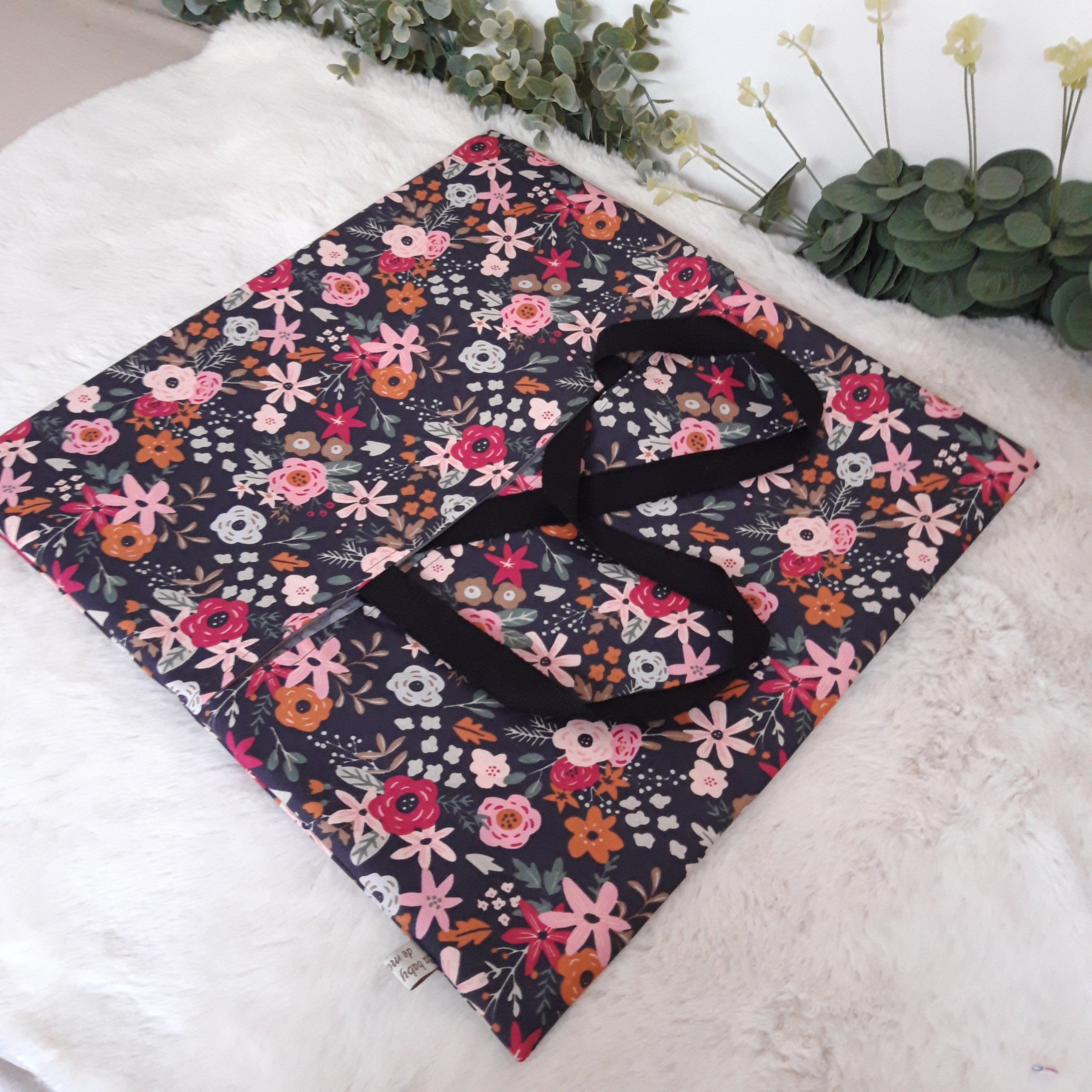 Sac à tarte en tissu enduit - Fleurs roses et fuschia