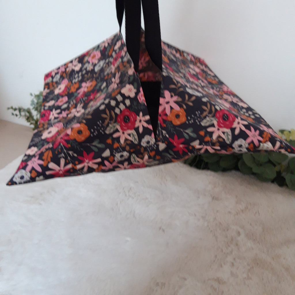 Sac à tarte en tissu enduit - Fleurs roses et fuschia