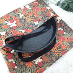 Sac à tarte en tissu enduit - Fleurs orange et noire