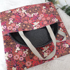 Sac à tarte en tissu enduit - Fleurs roses, fuschia et blanches