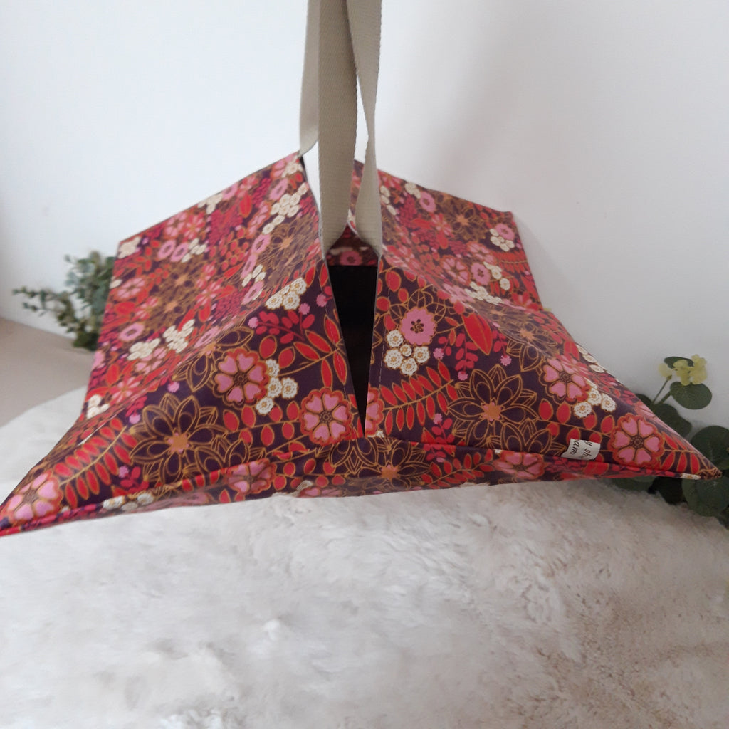 Sac à tarte en tissu enduit - Fleurs roses, fuschia et blanches