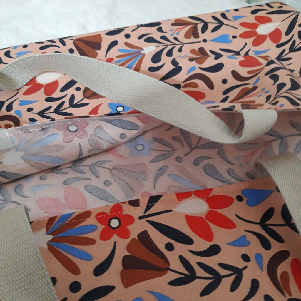 Sac à tarte en tissu enduit - Fleurs saumon