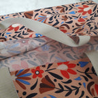 Sac à tarte en tissu enduit - Fleurs saumon