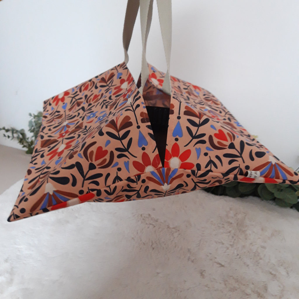 Sac à tarte en tissu enduit - Fleurs saumon