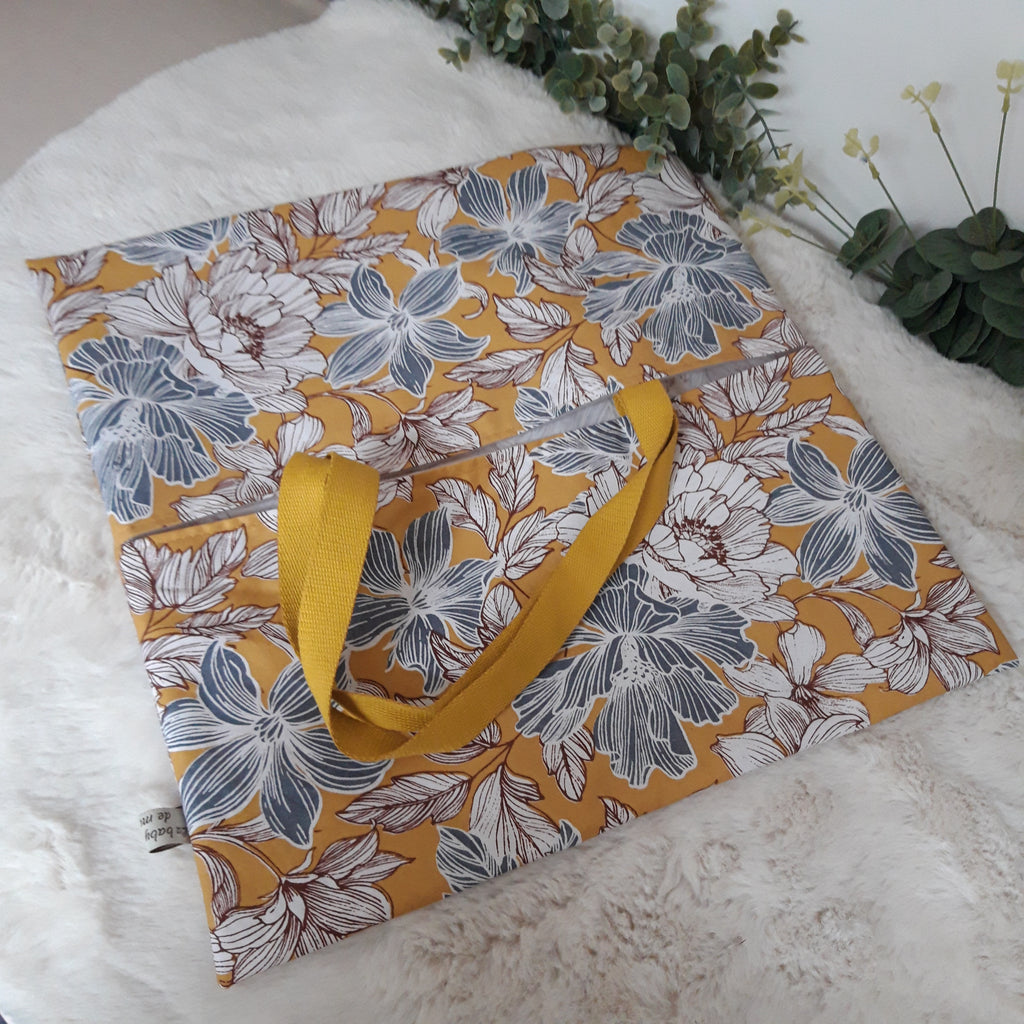 Sac à tarte en tissu enduit - Fleurs moutarde