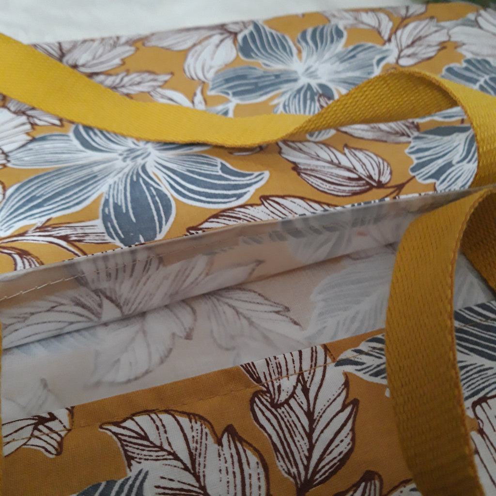 Sac à tarte en tissu enduit - Fleurs moutarde