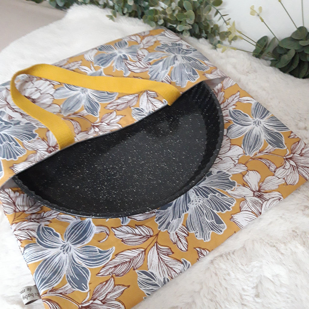 Sac à tarte en tissu enduit - Fleurs moutarde
