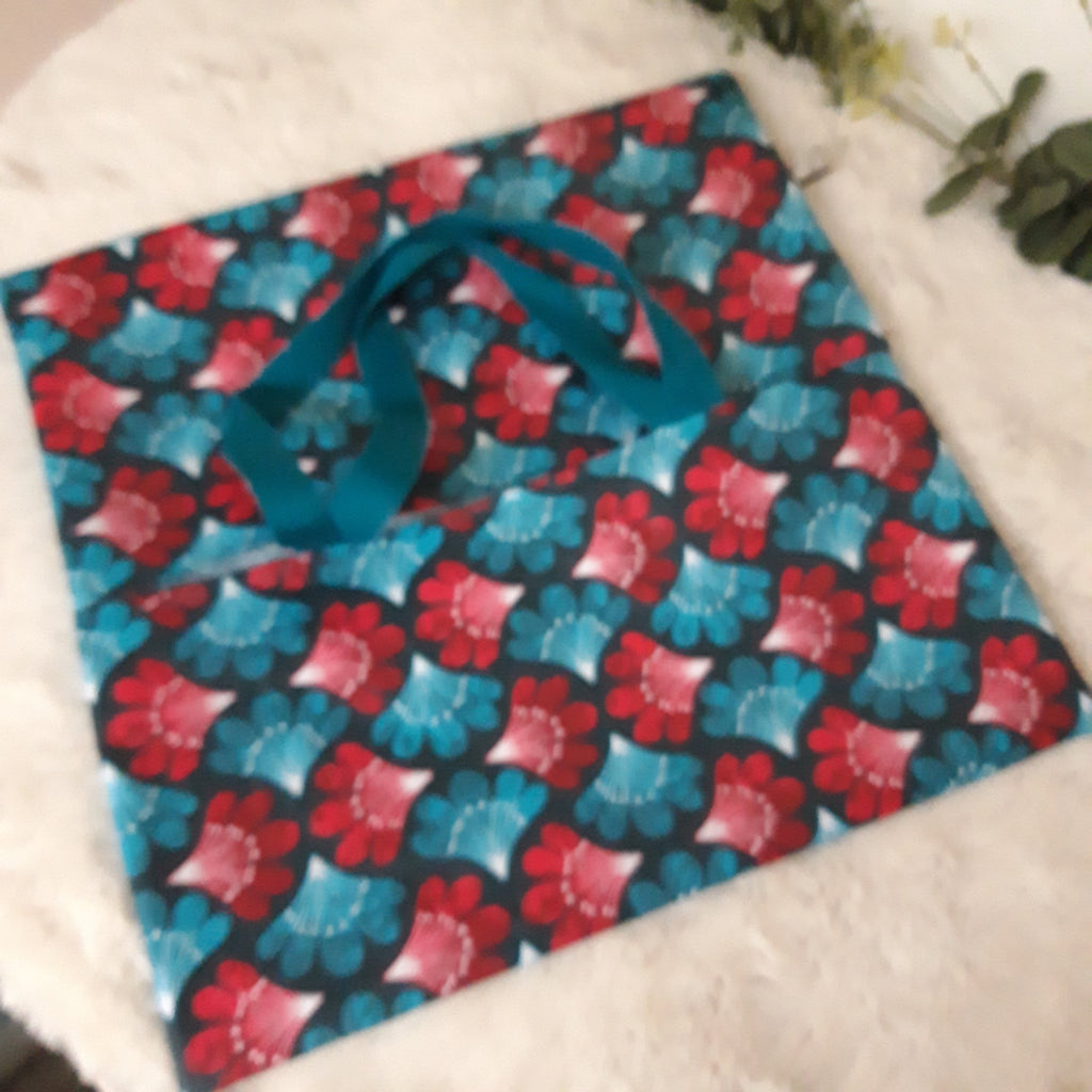 Sac à tarte en tissu enduit - Bleu et fuschia