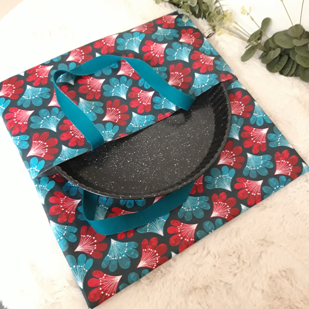 Sac à tarte en tissu enduit - Bleu et fuschia