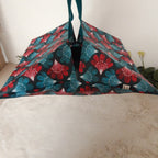 Sac à tarte en tissu enduit - Bleu et fuschia