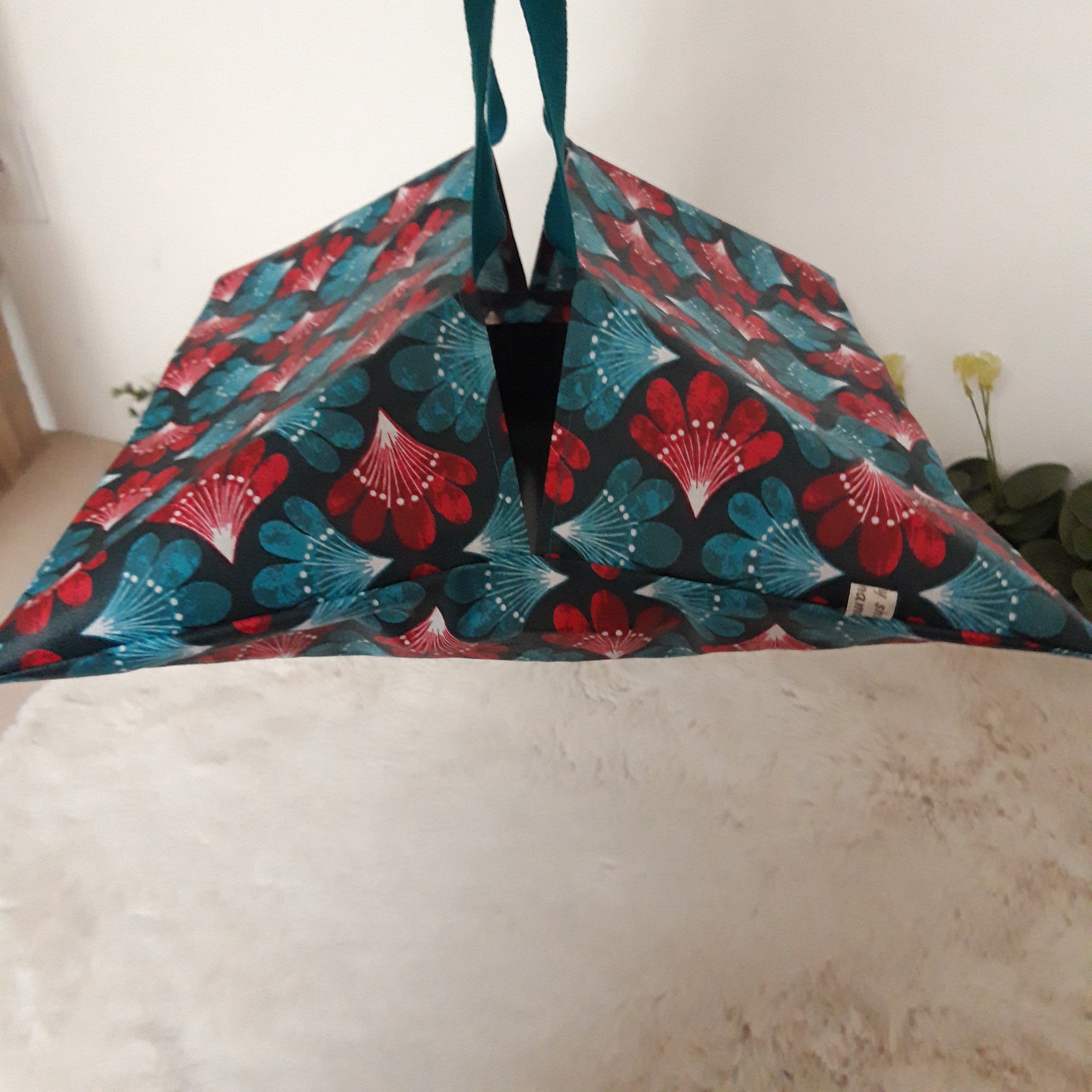 Sac à tarte en tissu enduit - Bleu et fuschia