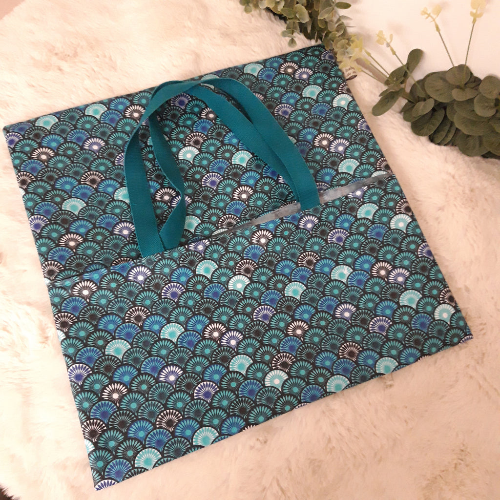 Sac à tarte en tissu enduit - Eventail bleu