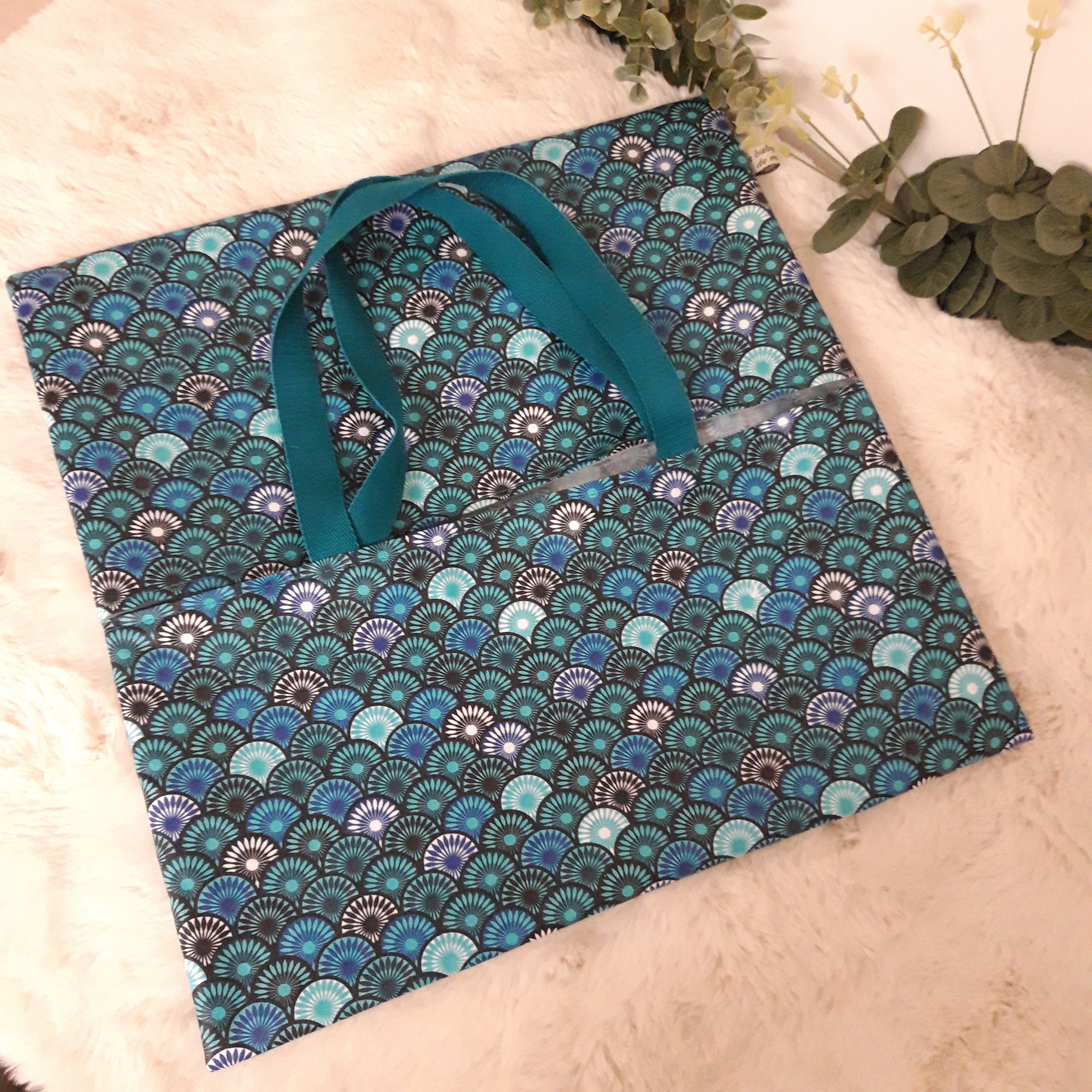 Sac à tarte en tissu enduit - Eventail bleu