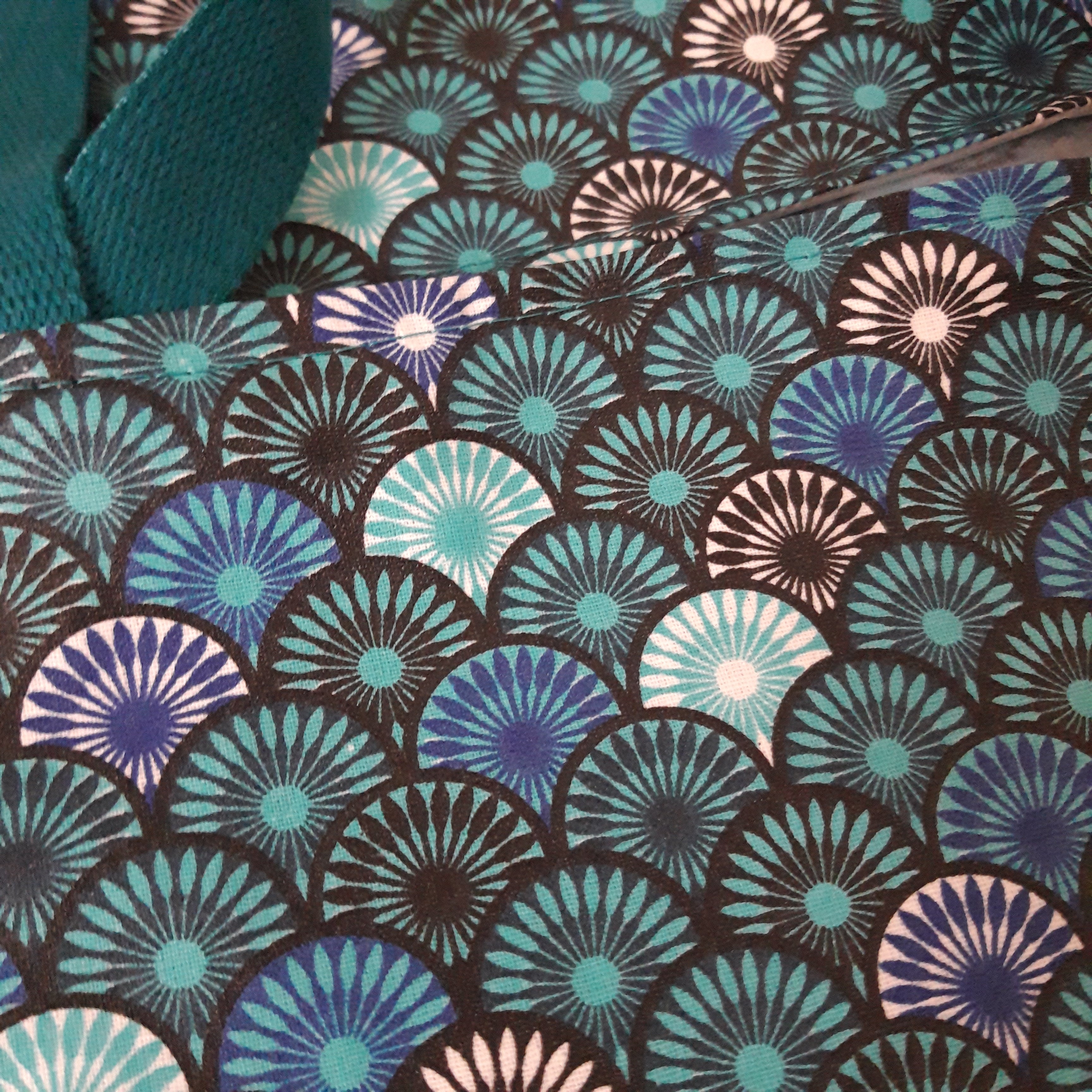 Sac à tarte en tissu enduit - Eventail bleu