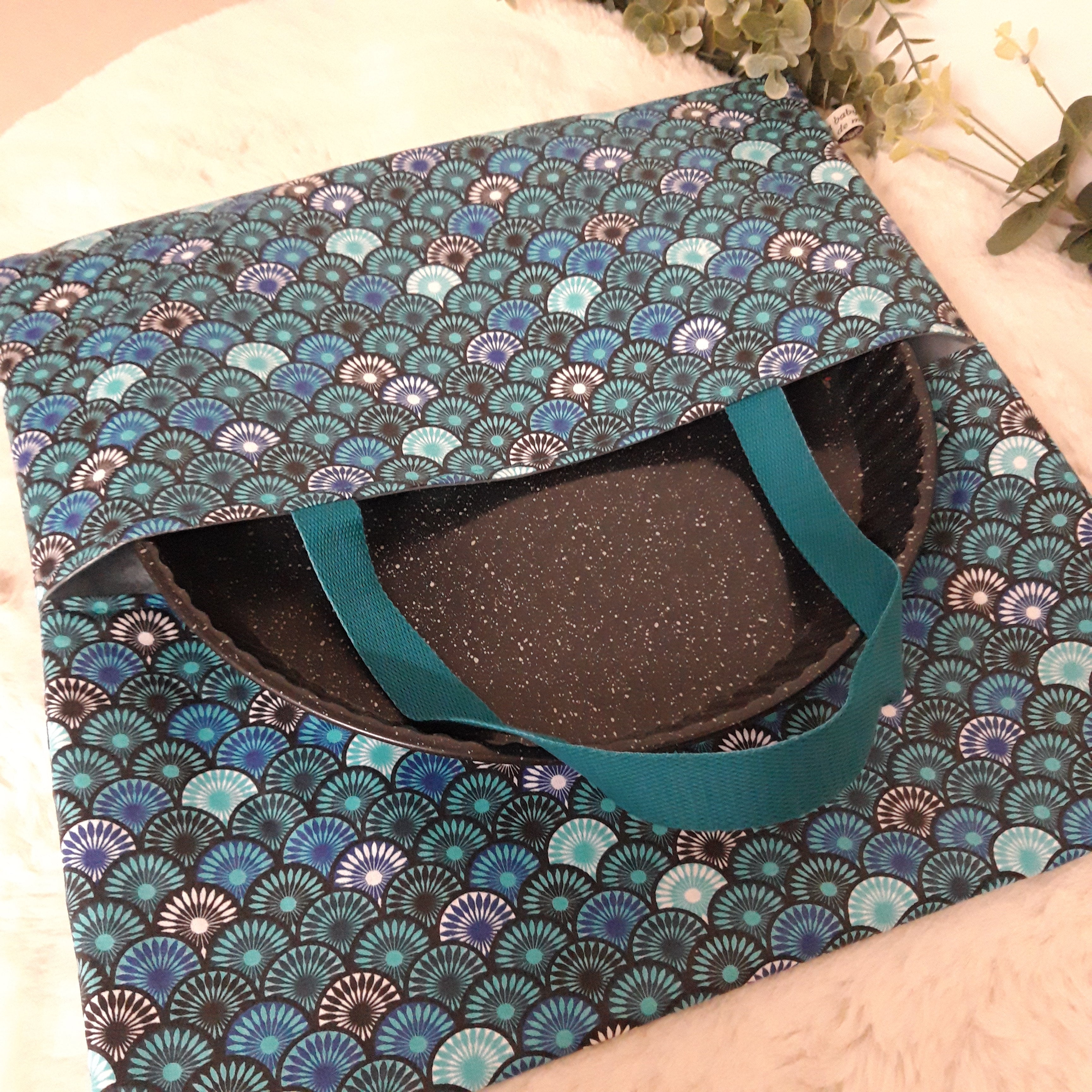 Sac à tarte en tissu enduit - Eventail bleu