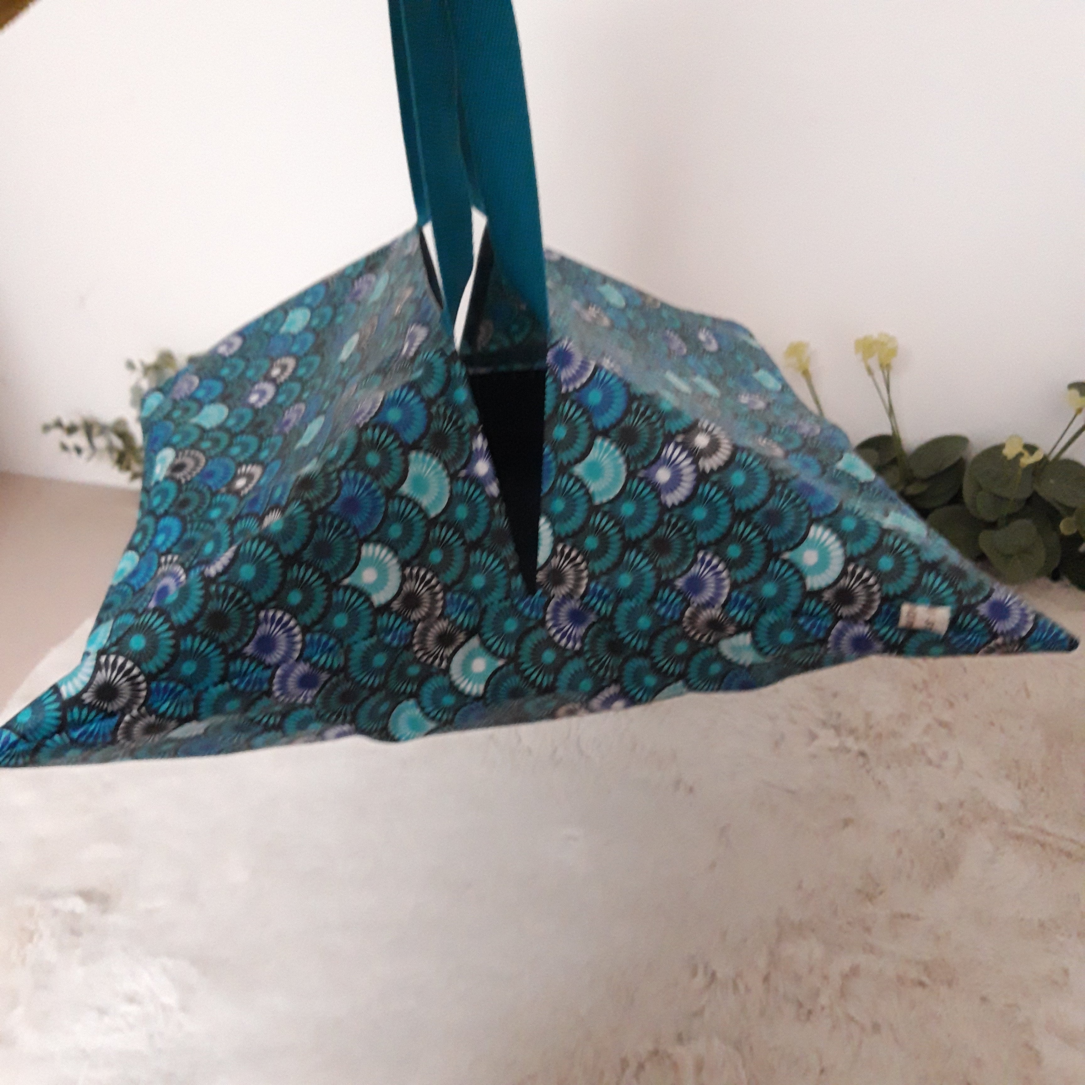 Sac à tarte en tissu enduit - Eventail bleu