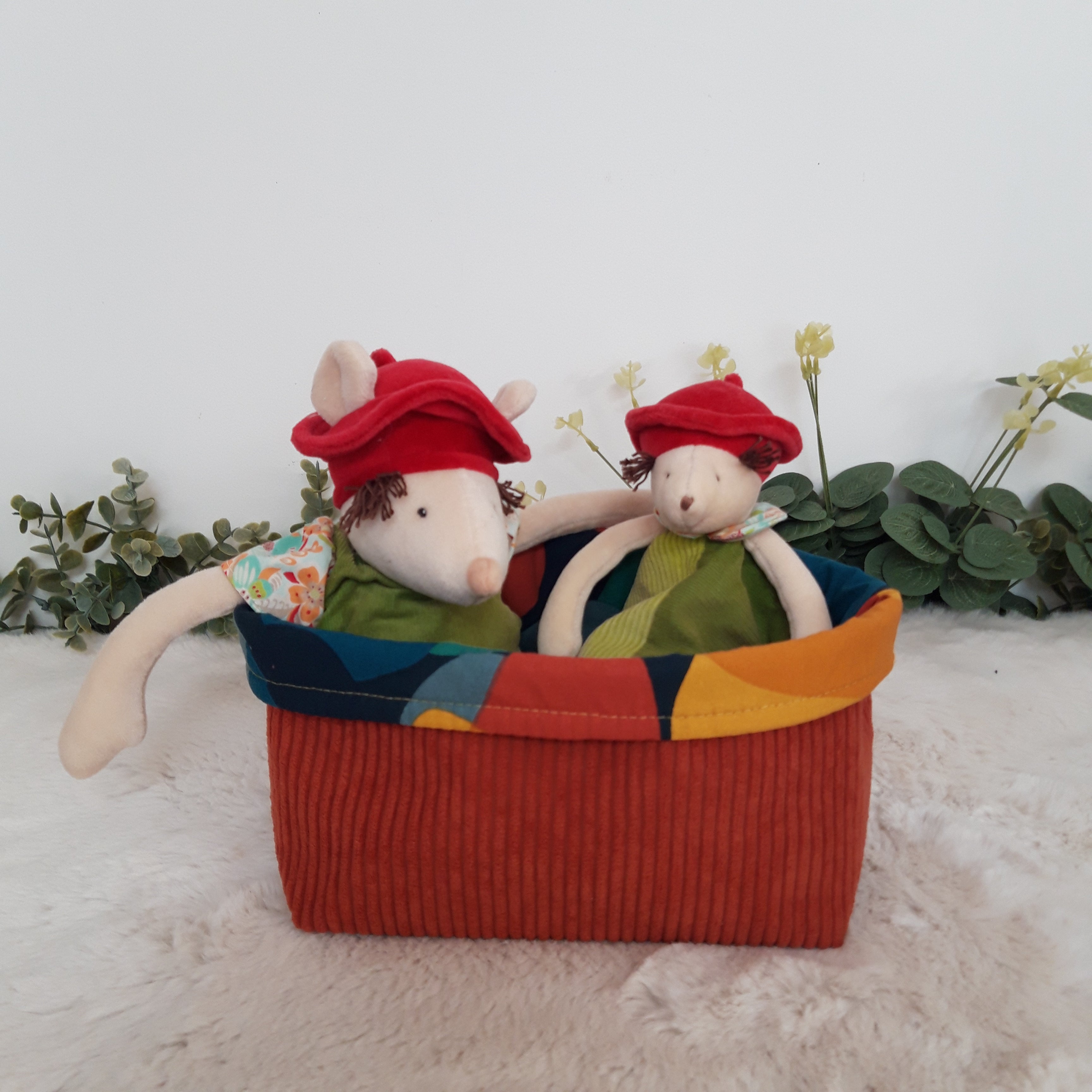 Panière corail géométrique