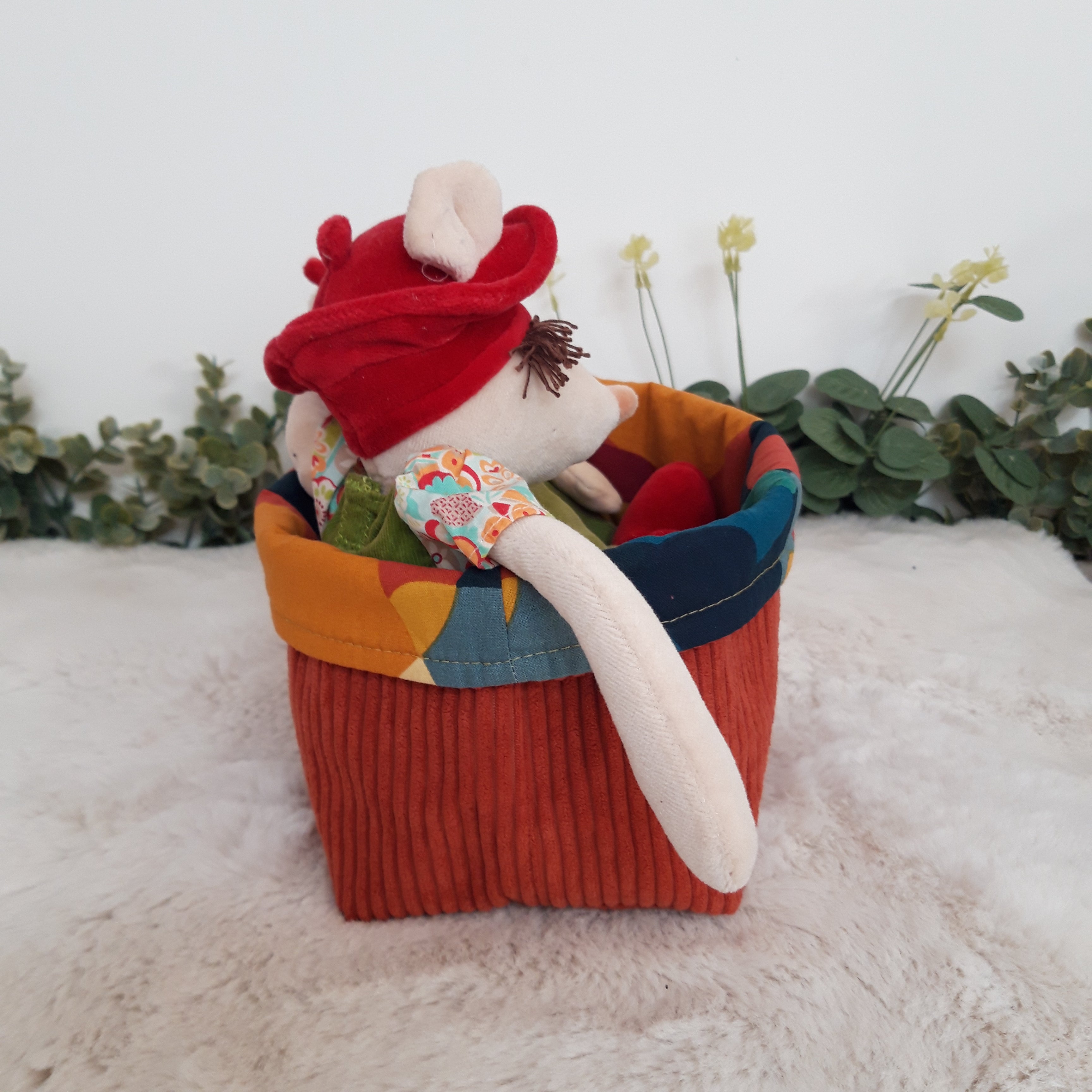 Panière corail géométrique