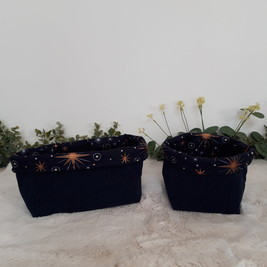 Panière bleue et dorée