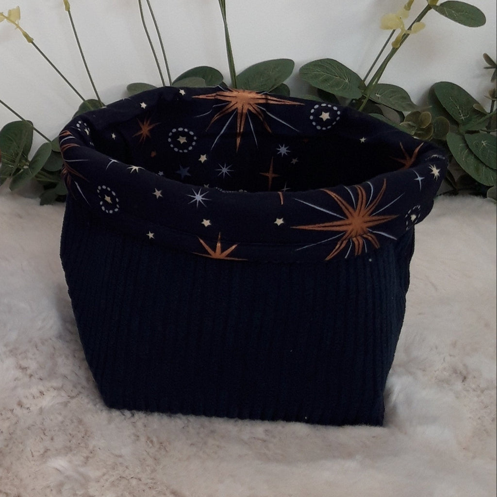 Panière bleue et dorée