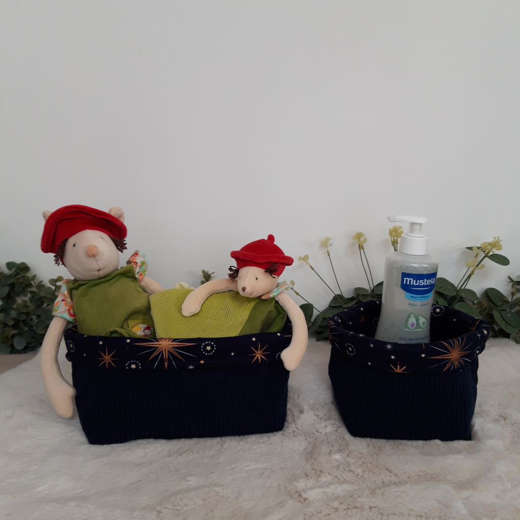 Panière bleue et dorée