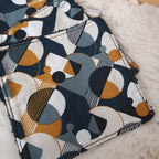 Lot de 5 lingettes bleu et moutarde géométrique