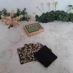 Lot de 5 lingettes fleurs noires et or
