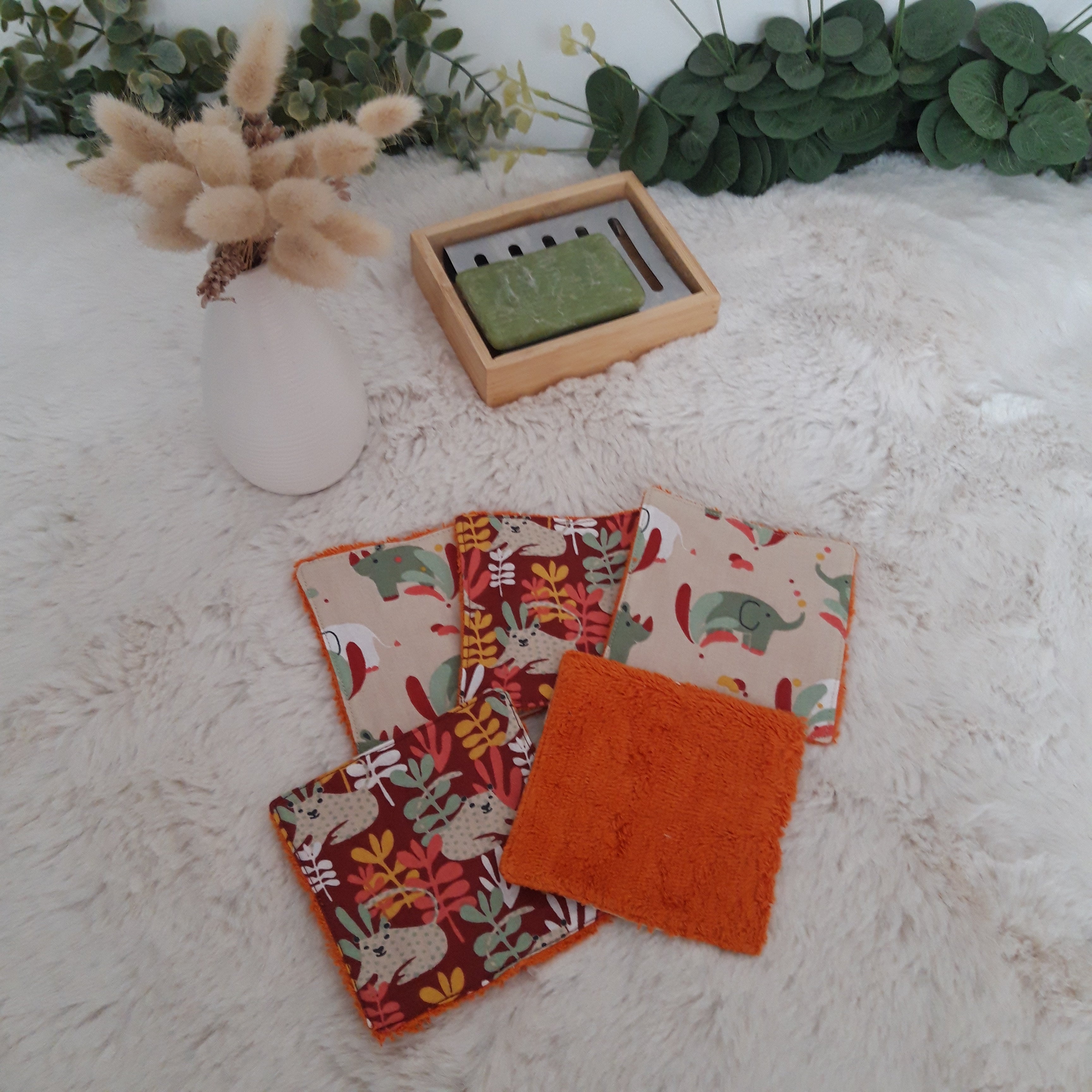 Lot de 5 lingettes éléphant et ours
