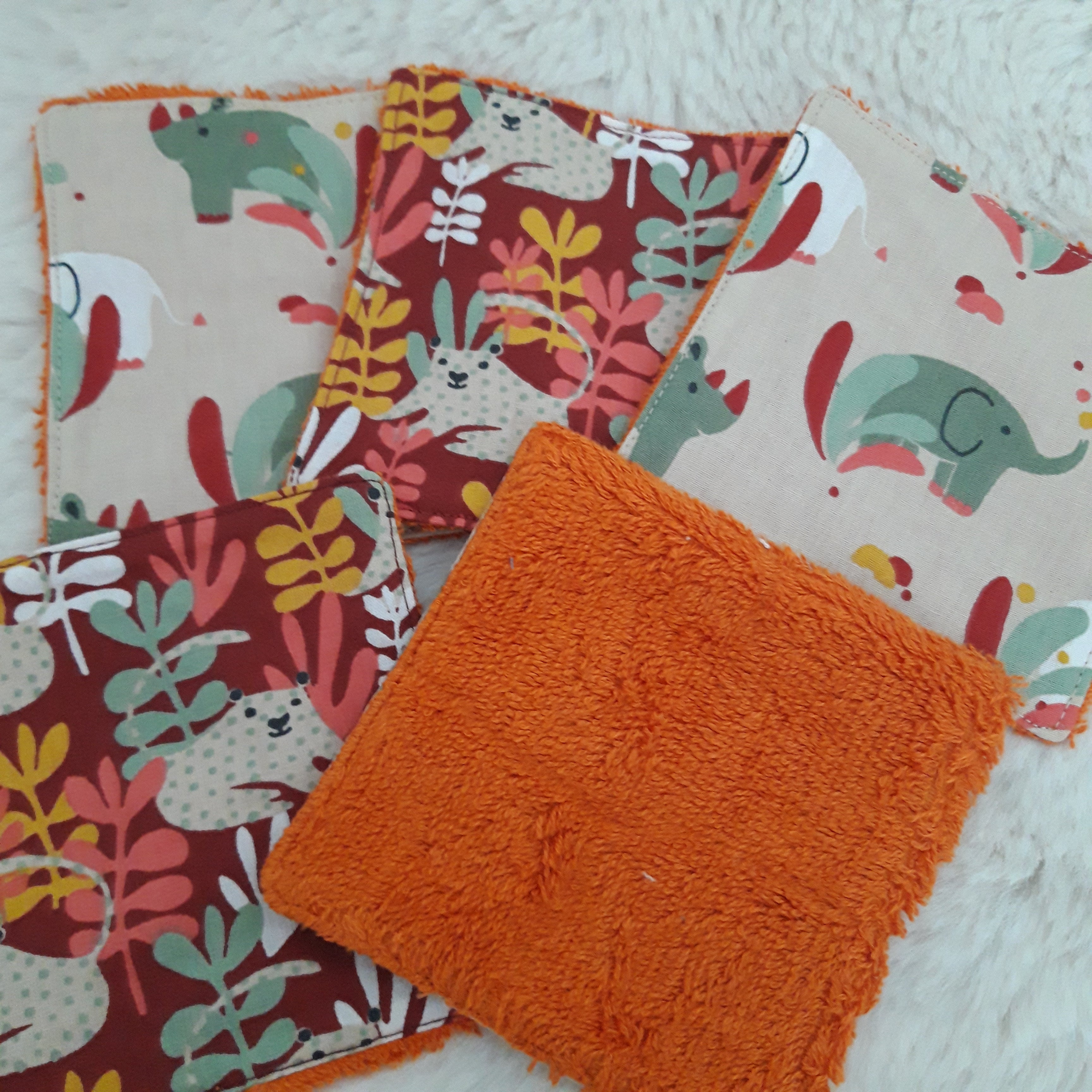 Lot de 5 lingettes éléphant et ours