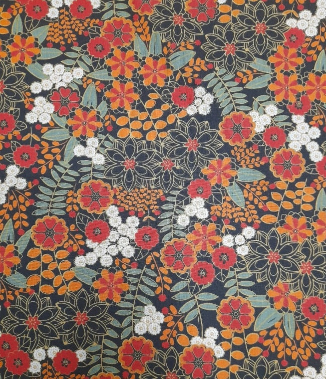 Couvercle à saladier Fleurs orange et noire