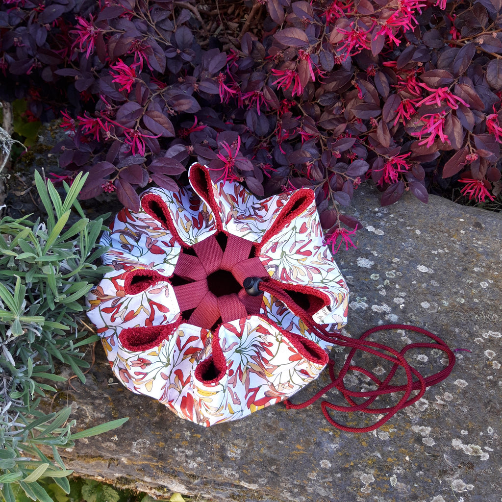 Tapis pieds au sec - Floral rouge et moutarde - Rouge