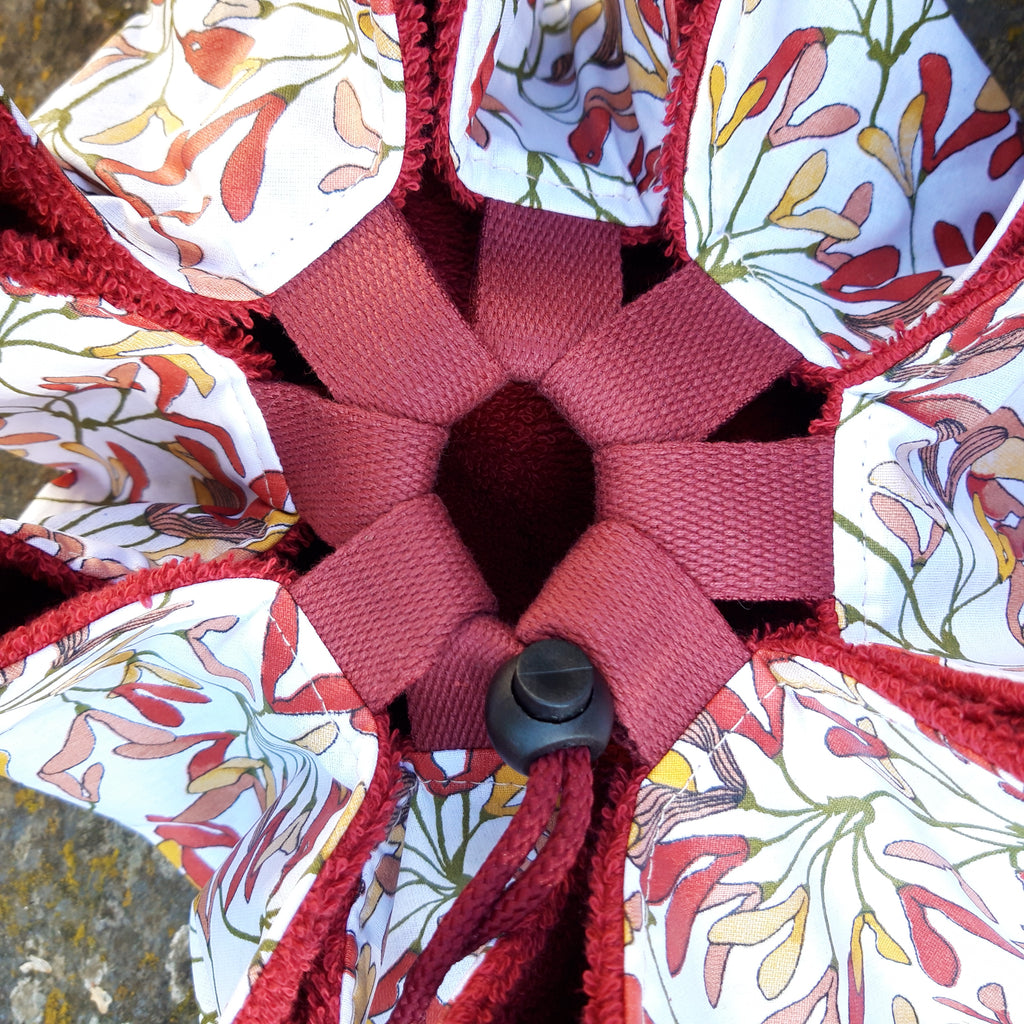 Tapis pieds au sec - Floral rouge et moutarde - Rouge