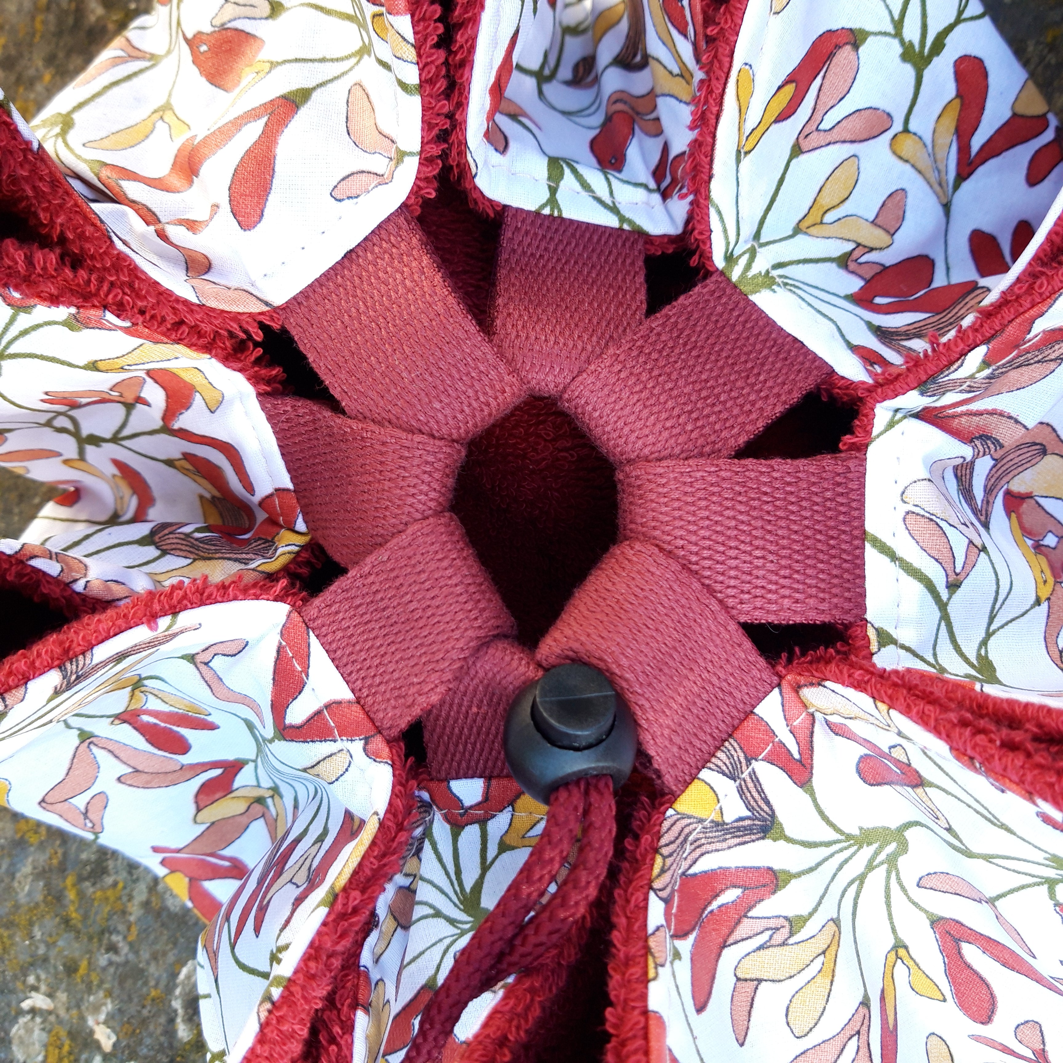 Tapis pieds au sec - Floral rouge et moutarde - Rouge