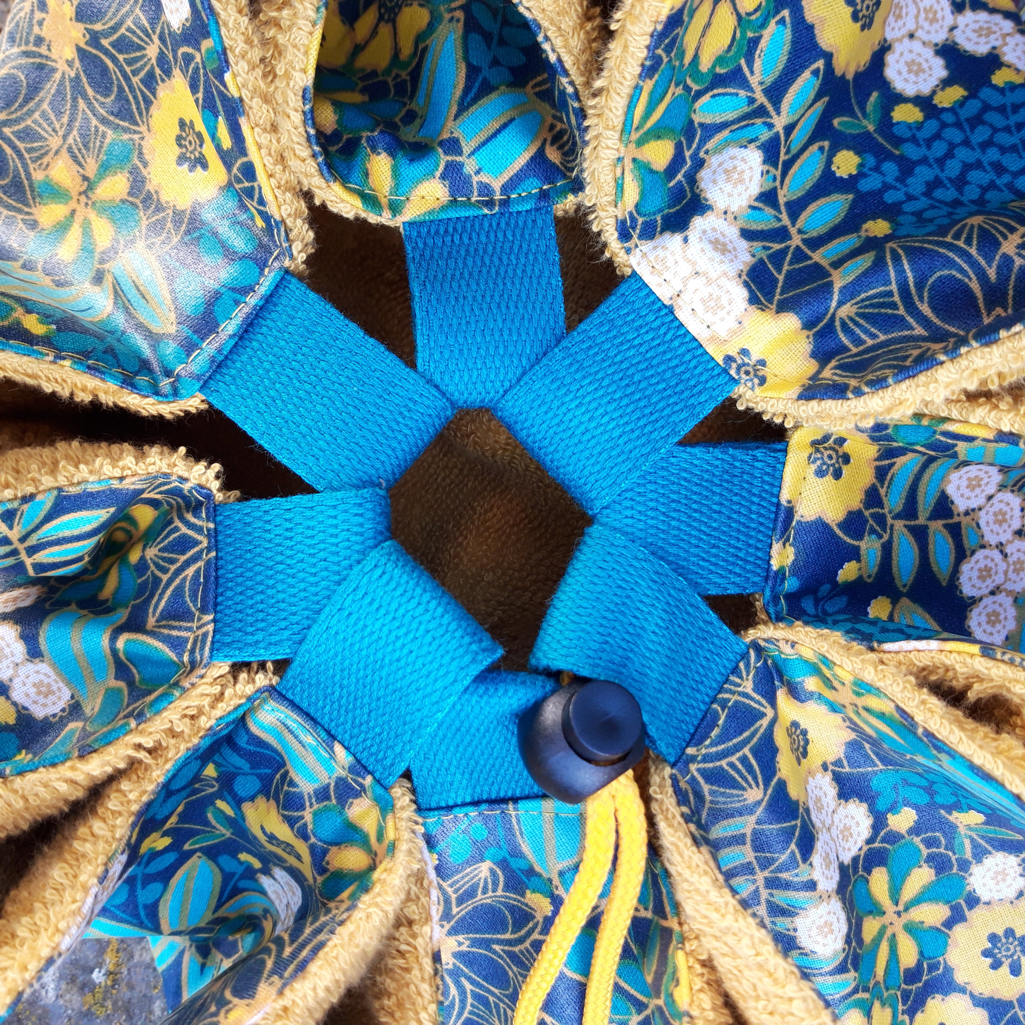 Tapis pieds au sec - Fleurs jaunes et bleues