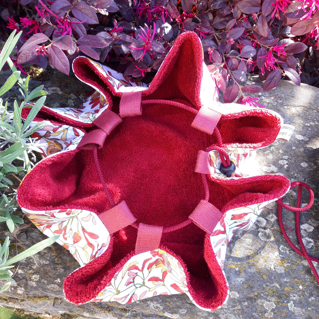 Tapis pieds au sec - Floral rouge et moutarde - Rouge