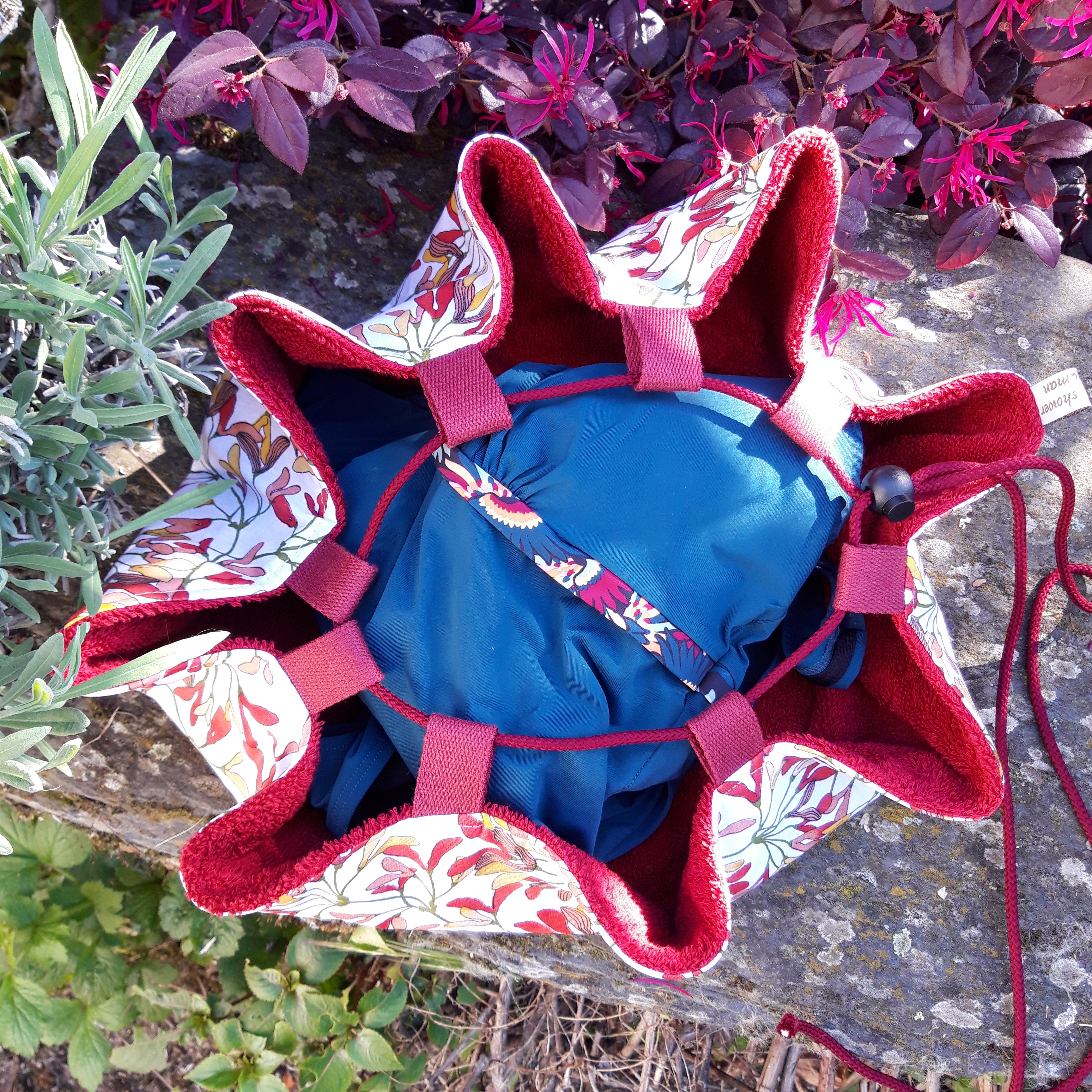 Tapis pieds au sec - Floral rouge et moutarde - Rouge