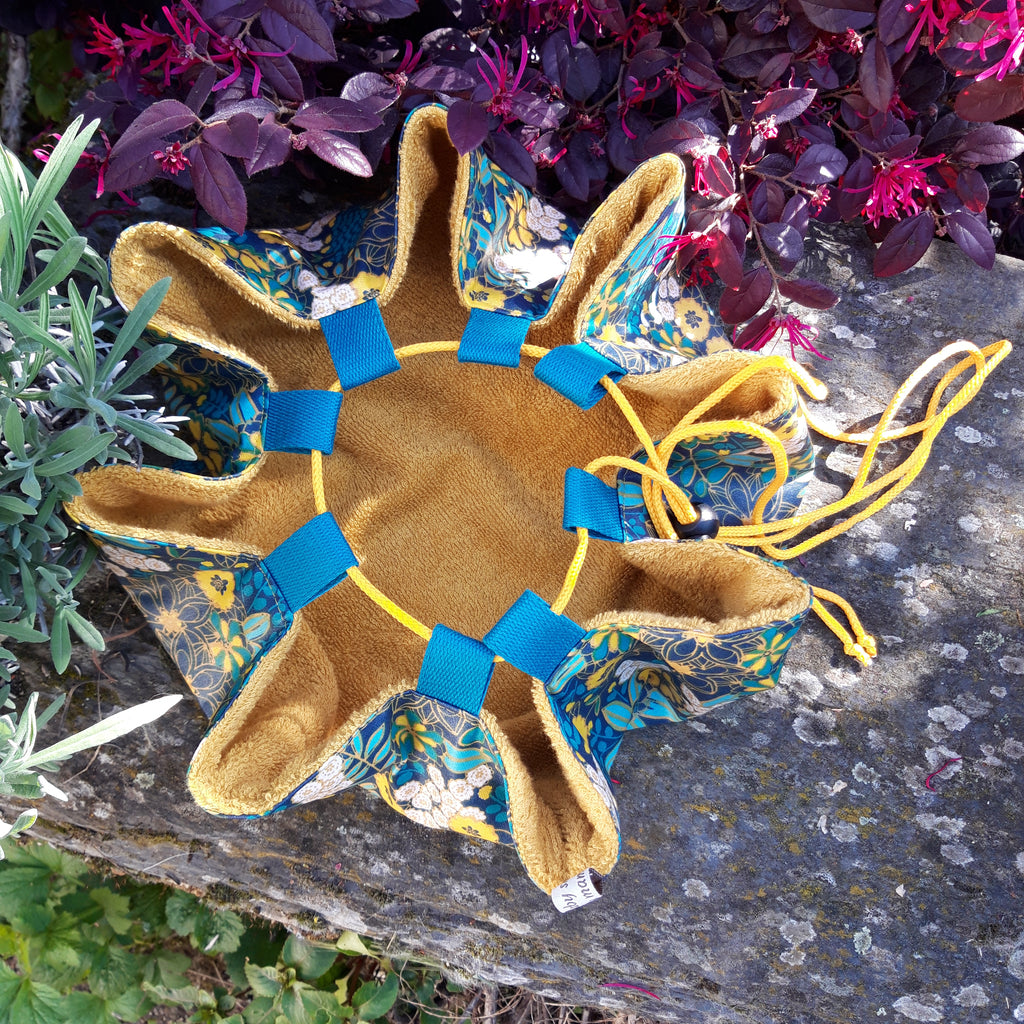 Tapis pieds au sec - Fleurs jaunes et bleues