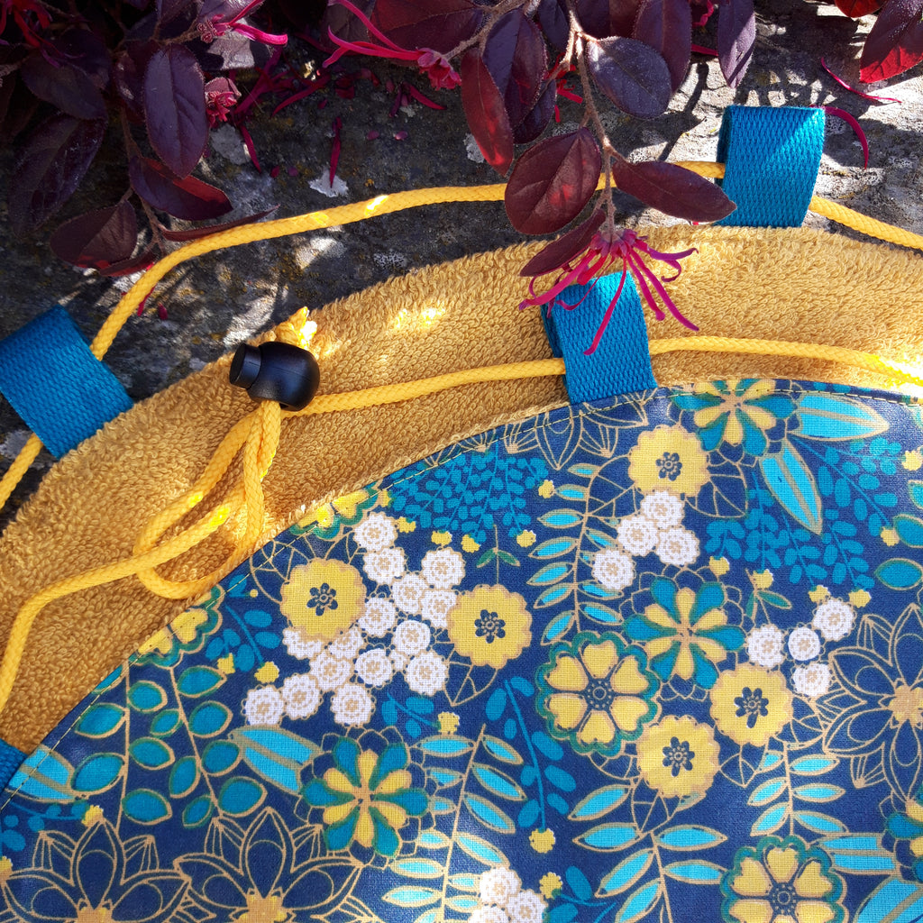 Tapis pieds au sec - Fleurs jaunes et bleues