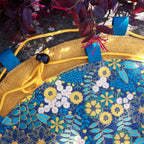 Tapis pieds au sec - Fleurs jaunes et bleues