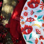 Tapis pieds au sec - Fleurs rouges
