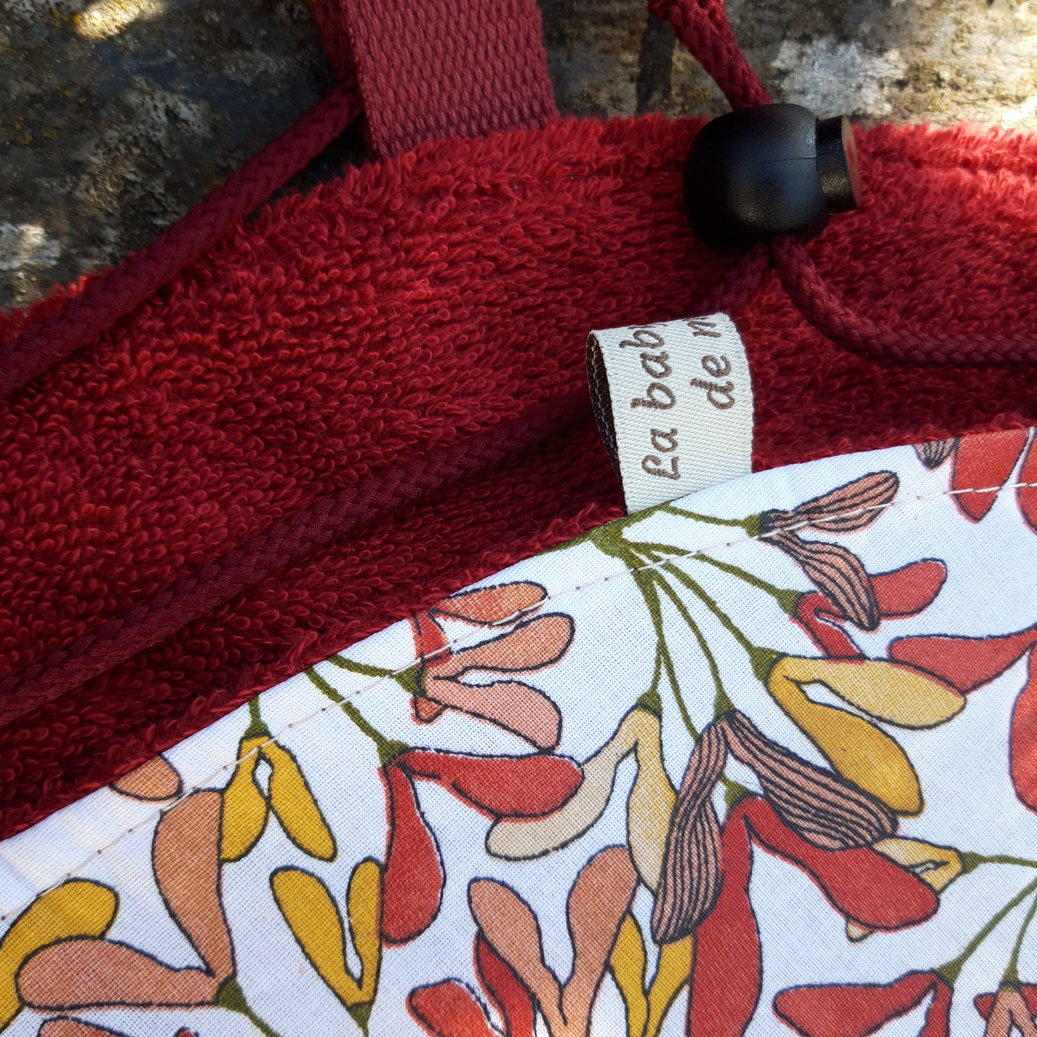 Tapis pieds au sec - Floral rouge et moutarde - Rouge